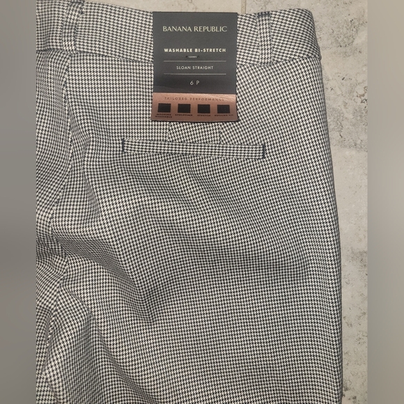 Banana Republic Sloan Straight Leg Full Length Houndstooth Pants Sz 6 Petite New - Picture 2 of 9